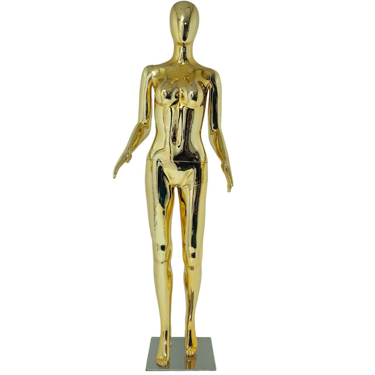 Luxury Gold Female Mannequin - Eye-Catching Display with Stable Metal Base