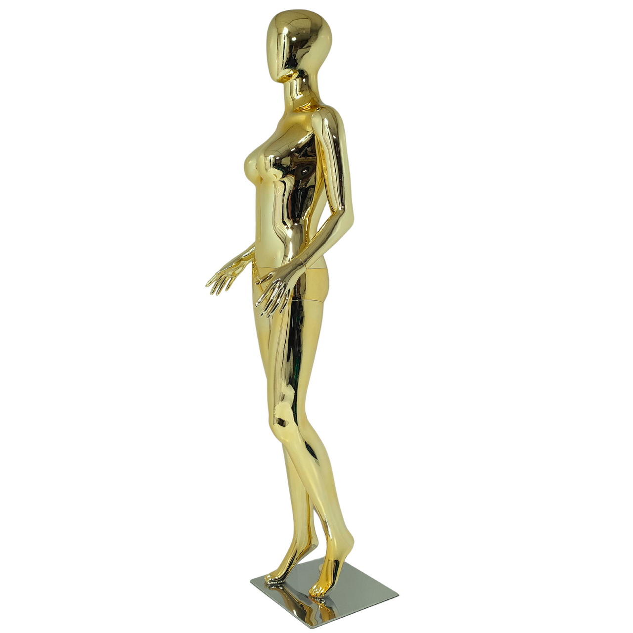 Luxury Gold Female Mannequin - Eye-Catching Display with Stable Metal Base