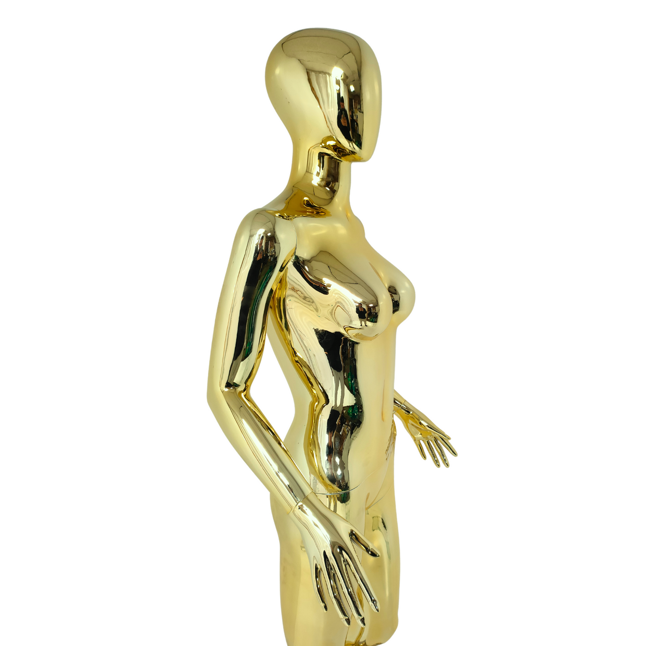 Luxury Gold Female Mannequin - Eye-Catching Display with Stable Metal Base