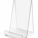 Clear Acrylic Book Display Stand / Easel with Lip – 75mm Wide – Brochure, Menu & Postcard Holder