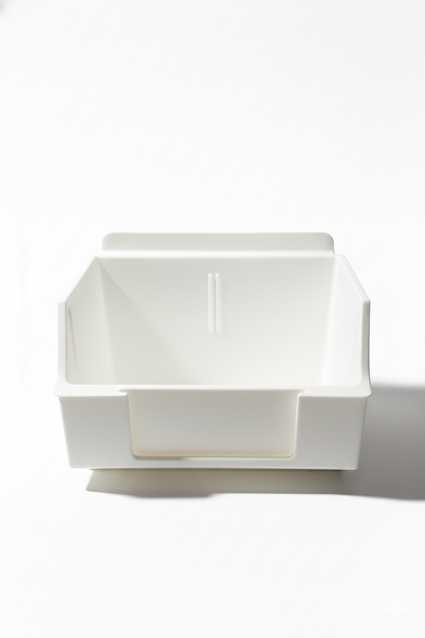 Slatwall Storbox Stackable Plastic Storage Bin – White / Clear / Red / Blue
