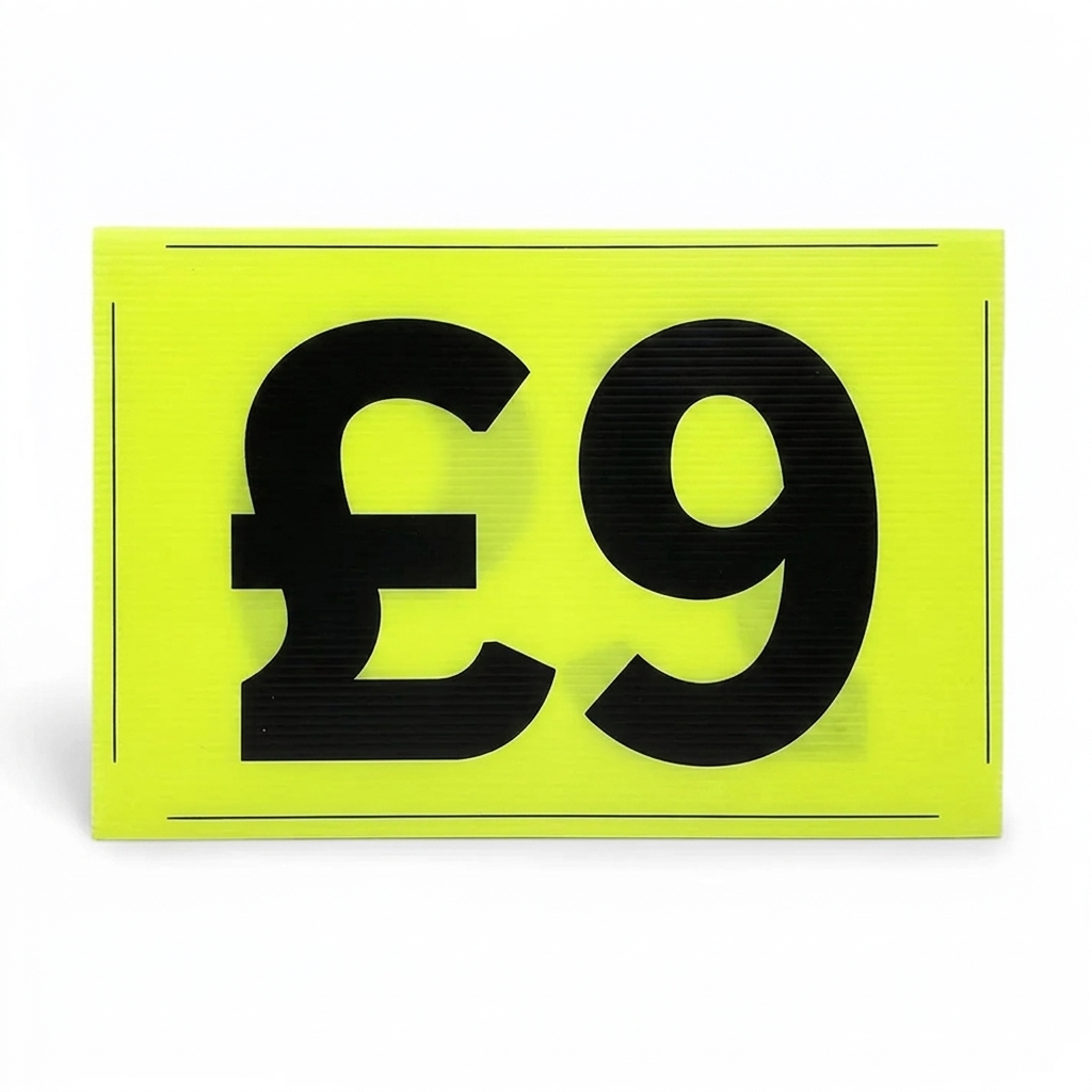 Black & Green Correx Market Price Sale Card Signs – Double-Sided Waterproof Display Boards