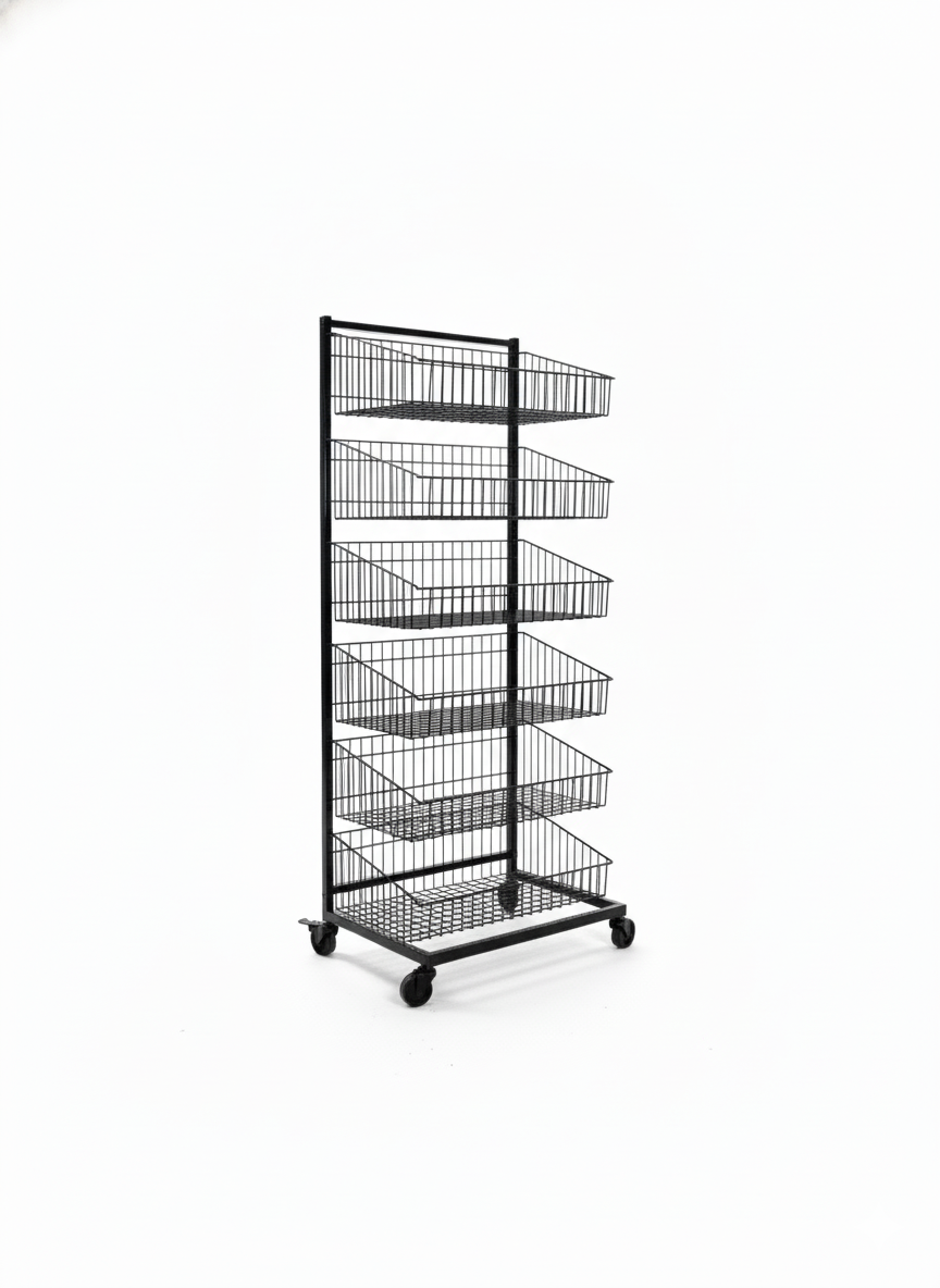 Black  Heavy Duty 6 Tier Stackable Display Basket