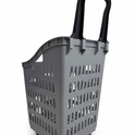 68L Shopping Basket with Wheels & Extendable Handle Plastic Rolling Retail Basket 5 Colours