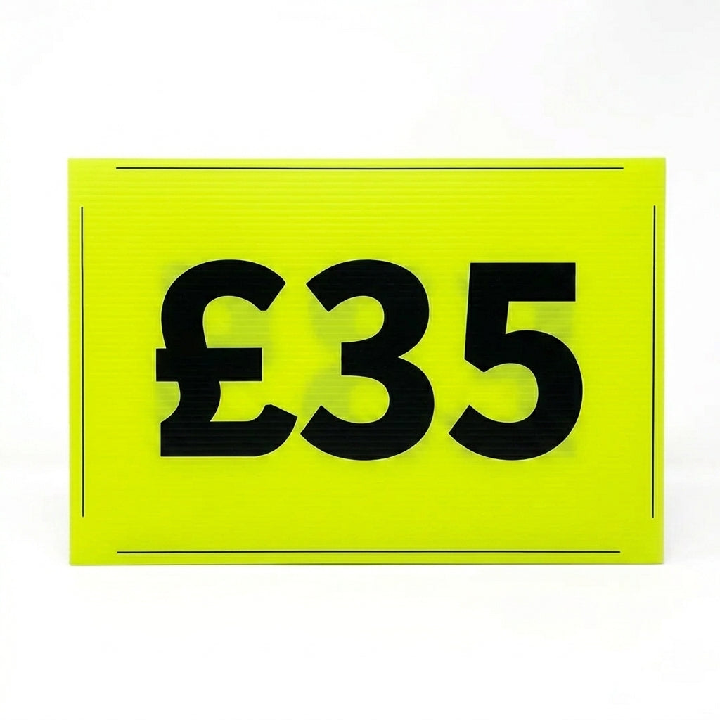 Black & Green Correx Market Price Sale Card Signs – Double-Sided Waterproof Display Boards