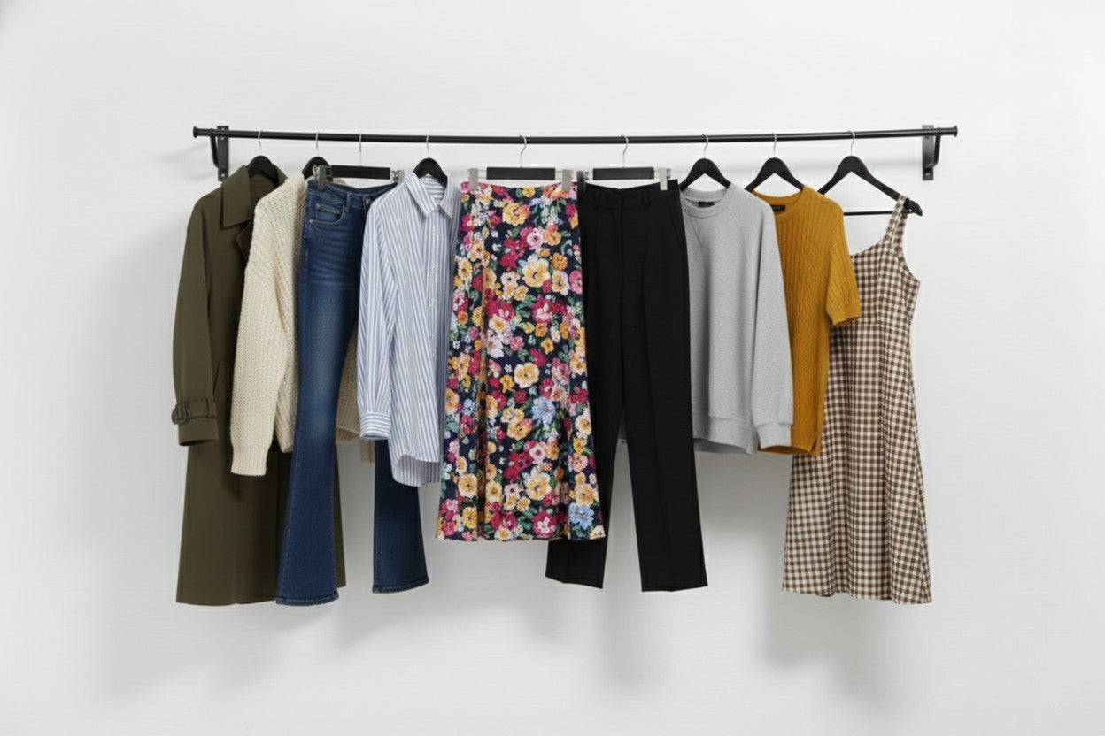 Gloss Black Wall-Mounted Clothes Rail – Sleek Heavy-Duty Steel Hanging Bar for Home & Retail Use
