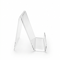 Clear Acrylic Book Display Stand / Easel with Lip – 75mm Wide – Brochure, Menu & Postcard Holder