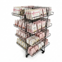 5ft Black 4-Way Grid Mesh Display Stand With 20 Shelves & Wheels