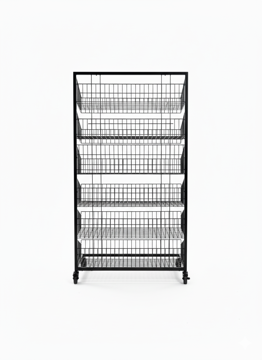 Black  Heavy Duty 6 Tier Stackable Display Basket