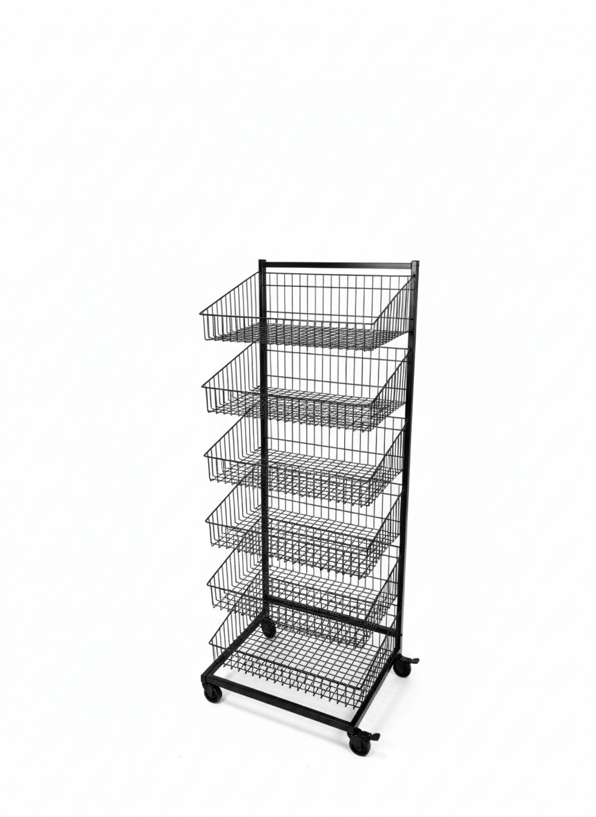 Black  Heavy Duty 6 Tier Stackable Display Basket