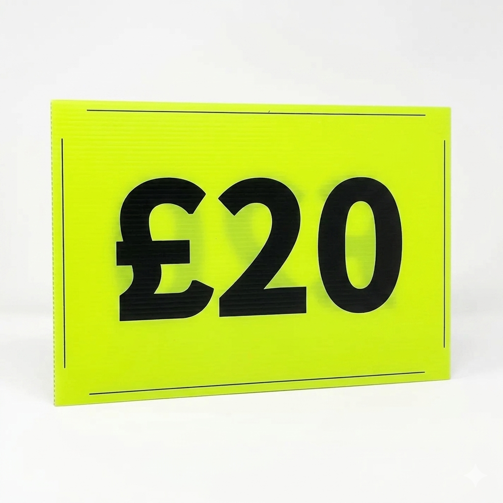 Black & Green Correx Market Price Sale Card Signs – Double-Sided Waterproof Display Boards