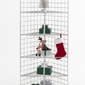 Triangular Corner Grid Mesh Shelf 24"x24" –Heavy Duty 6.5mm Steel,Chrome/Black