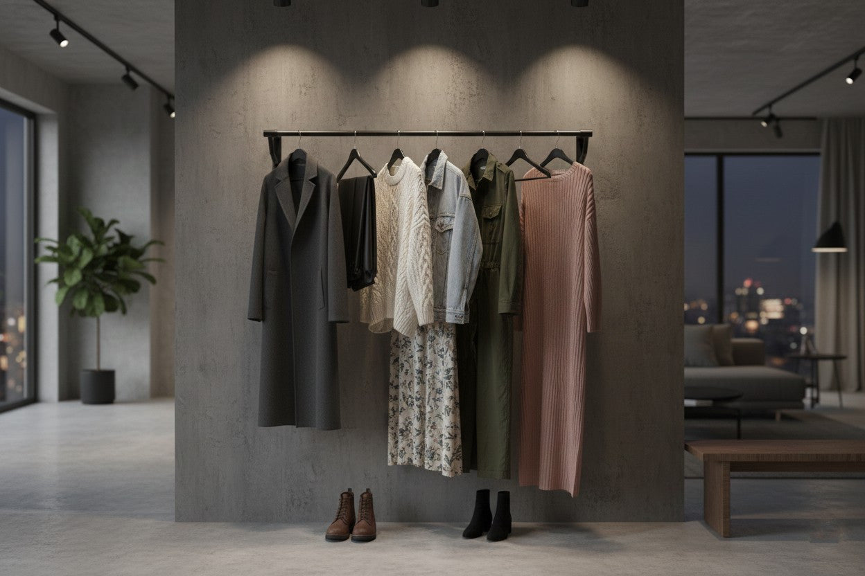 3ft Black Steel Hanging Rail–Durable,Stylish,and Ideal for Home or Retail Spaces