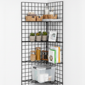 Triangular Corner Grid Mesh Shelf 24"x24" –Heavy Duty 6.5mm Steel,Chrome/Black
