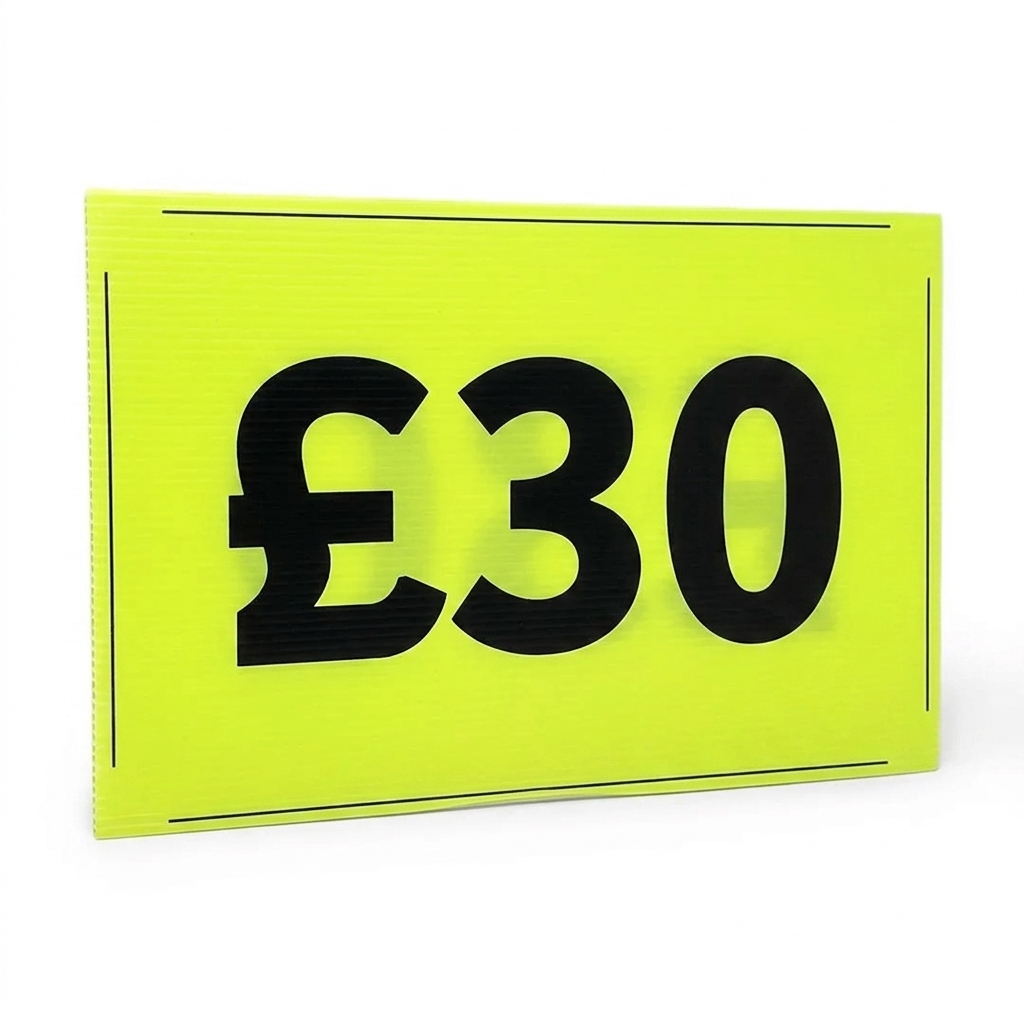 Black & Green Correx Market Price Sale Card Signs – Double-Sided Waterproof Display Boards