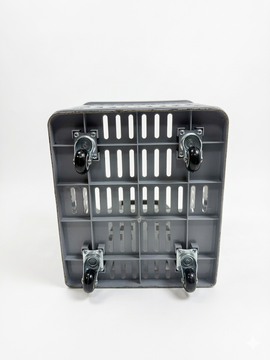 68L Shopping Basket with Wheels & Extendable Handle Plastic Rolling Retail Basket 5 Colours