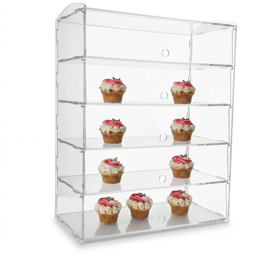 Clear Acrylic Bakery Pastry Display Case Stand – Countertop Cake, Donut, Cupcake & Dessert Display Cabinet