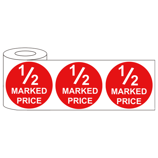 500x 45mm Round Adhesive Now 1/2 Price & 1/2 Marked Price Promotional Stickers