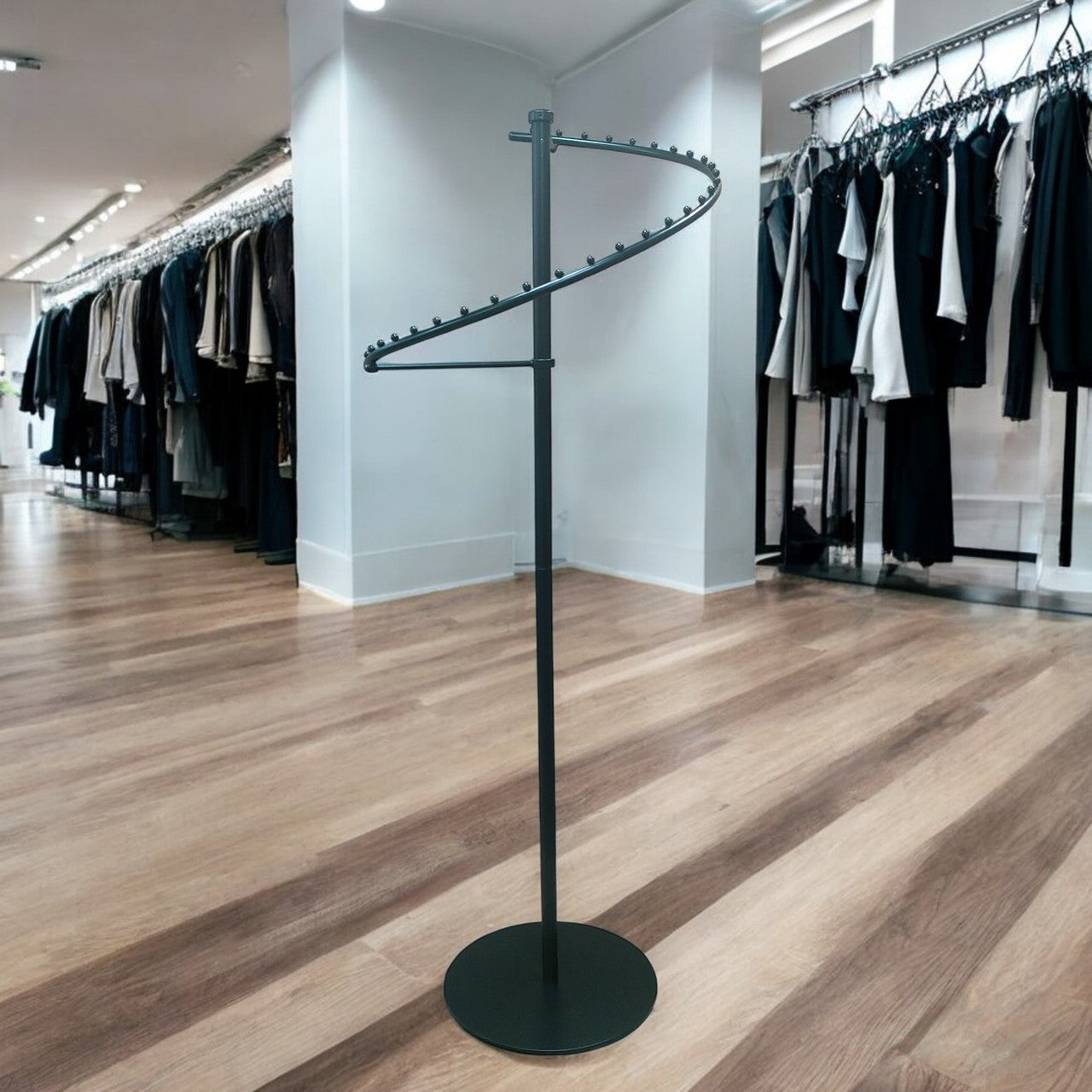 Black Spiral Clothes Rail Display Stand