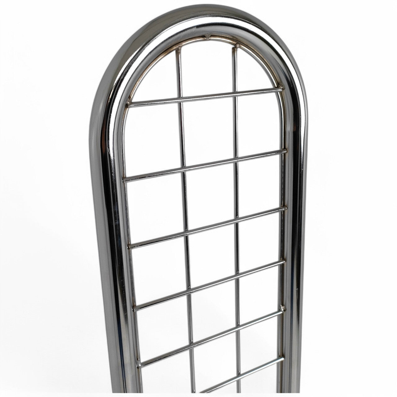 Chrome Gridmesh Tower Display for Retail & Exhibitions, Easy Assembly & Storage