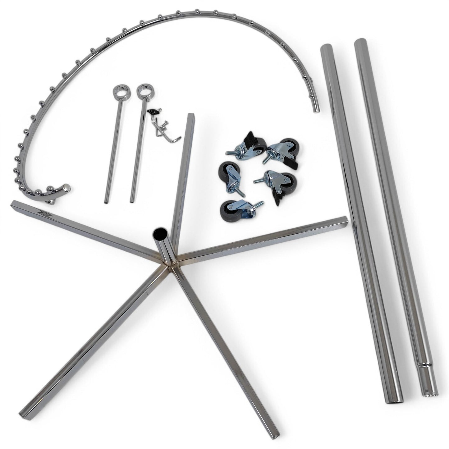 Chrome Spiral Clothes Rail Display Stand with Castors