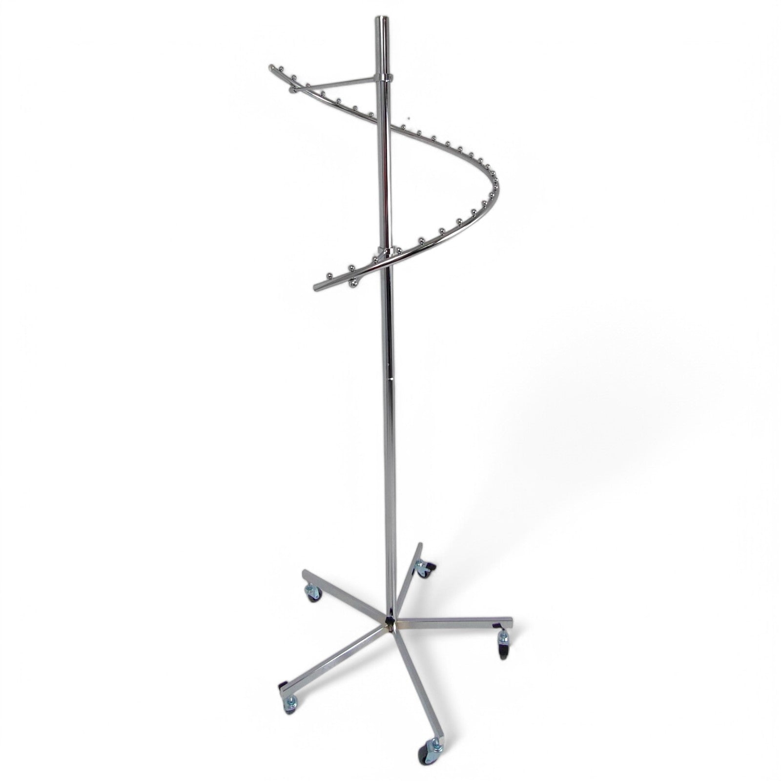 Chrome Spiral Clothes Rail Display Stand with Castors