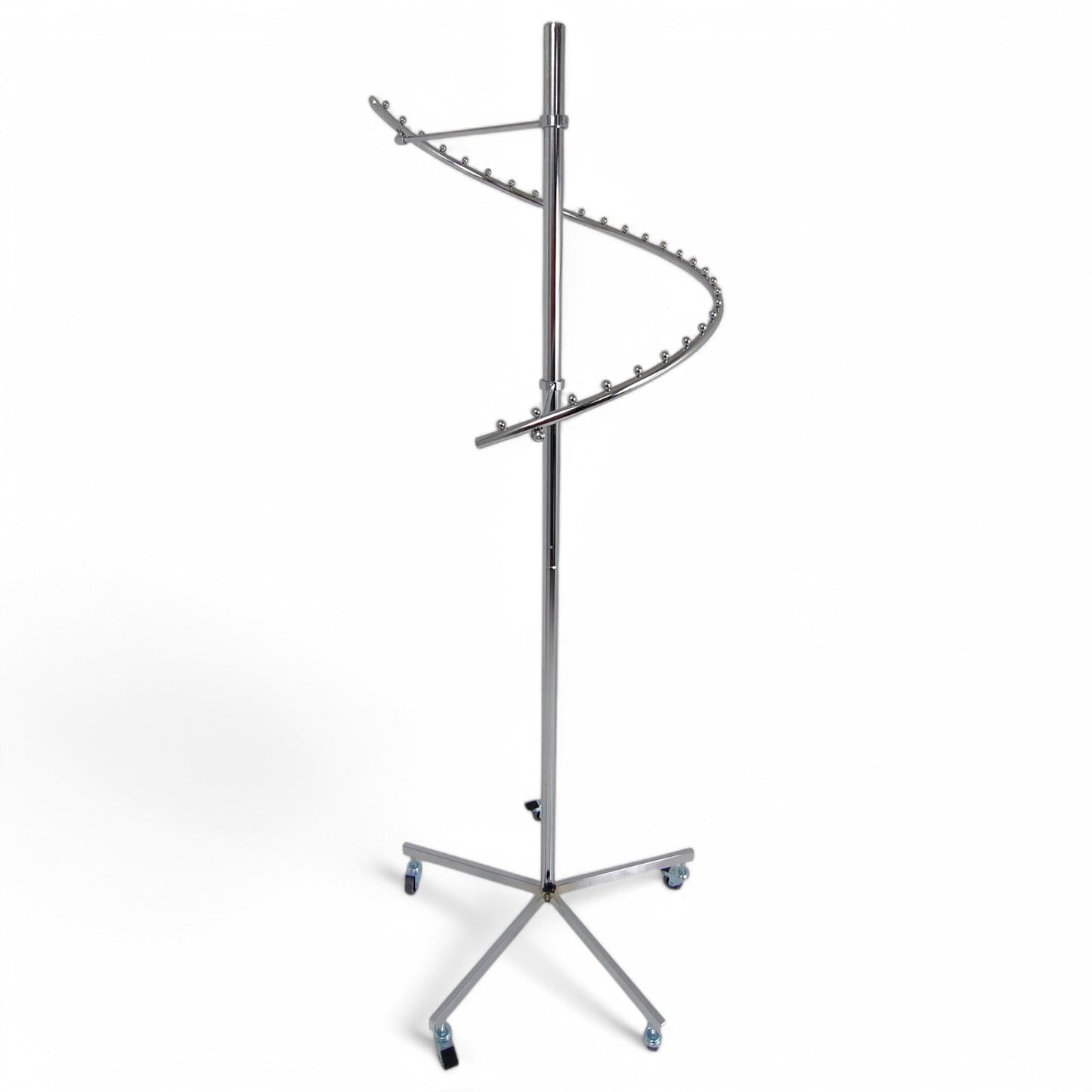 Chrome Spiral Clothes Rail Display Stand with Castors