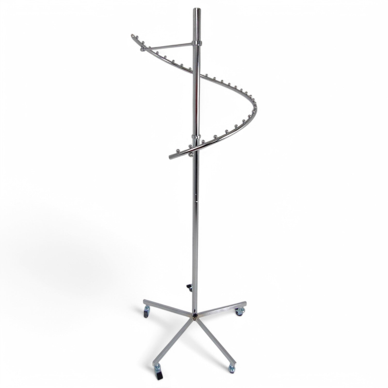 Chrome Spiral Clothes Rail Display Stand with Castors