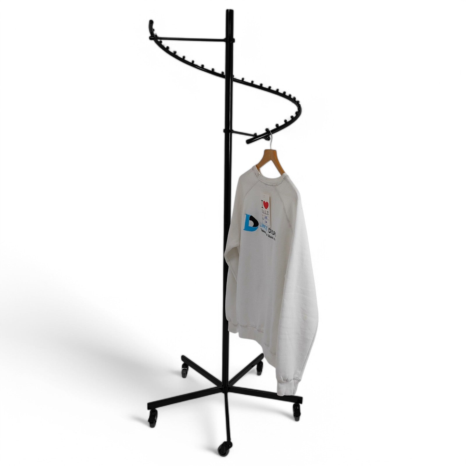 Black Spiral Clothes Rail Display Stand with Castors