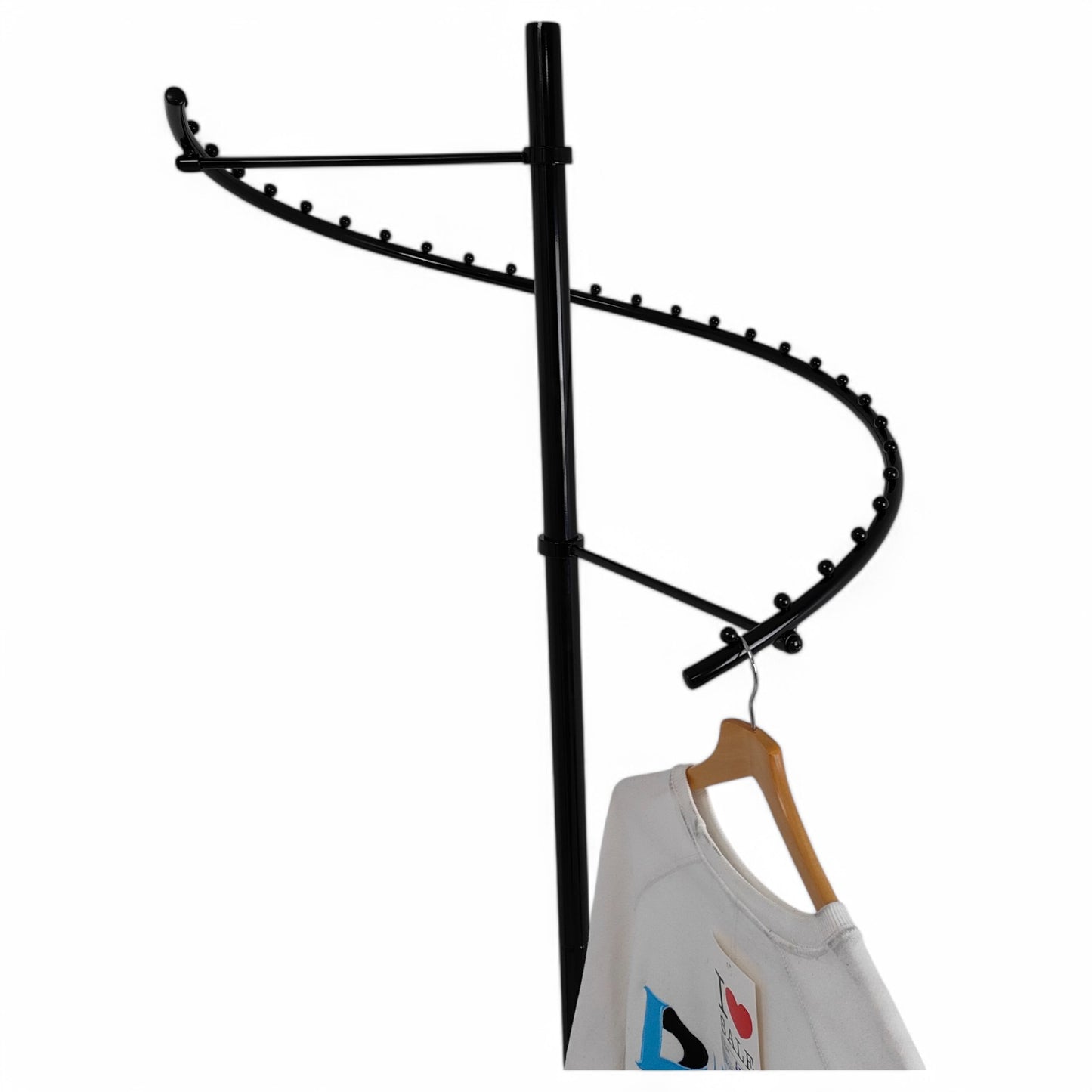 Black Spiral Clothes Rail Display Stand with Castors