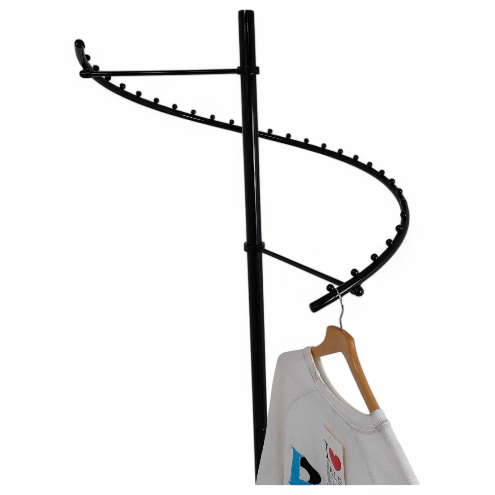 Black Spiral Clothes Rail Display Stand with Castors