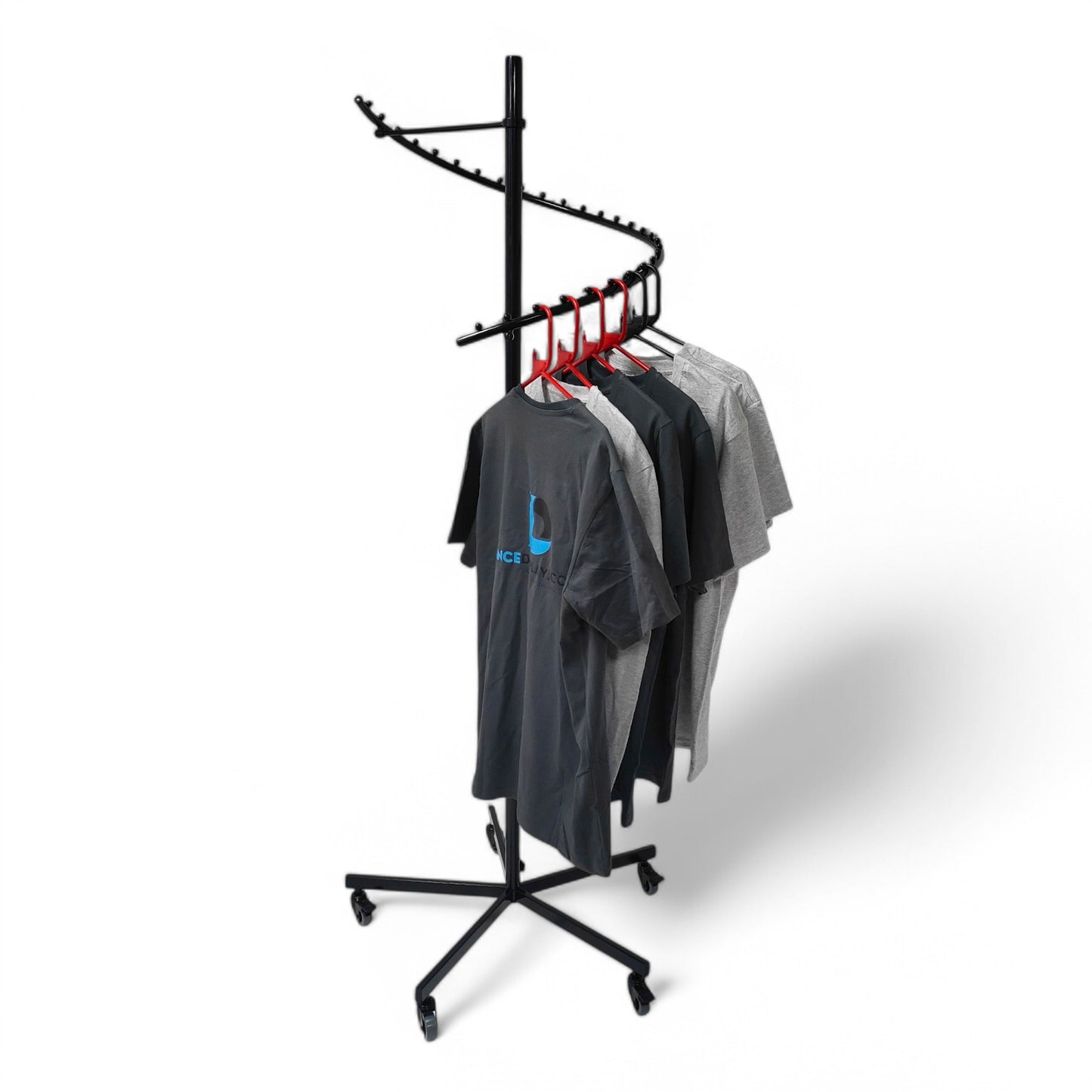 Black Spiral Clothes Rail Display Stand with Castors