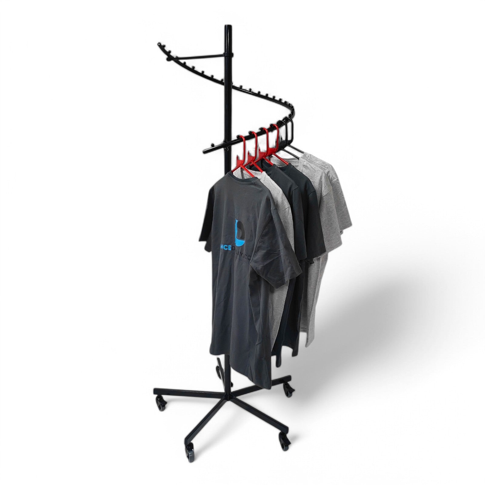 Black Spiral Clothes Rail Display Stand with Castors