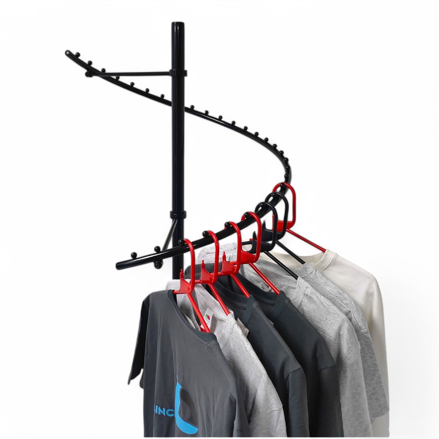 Black Spiral Clothes Rail Display Stand with Castors