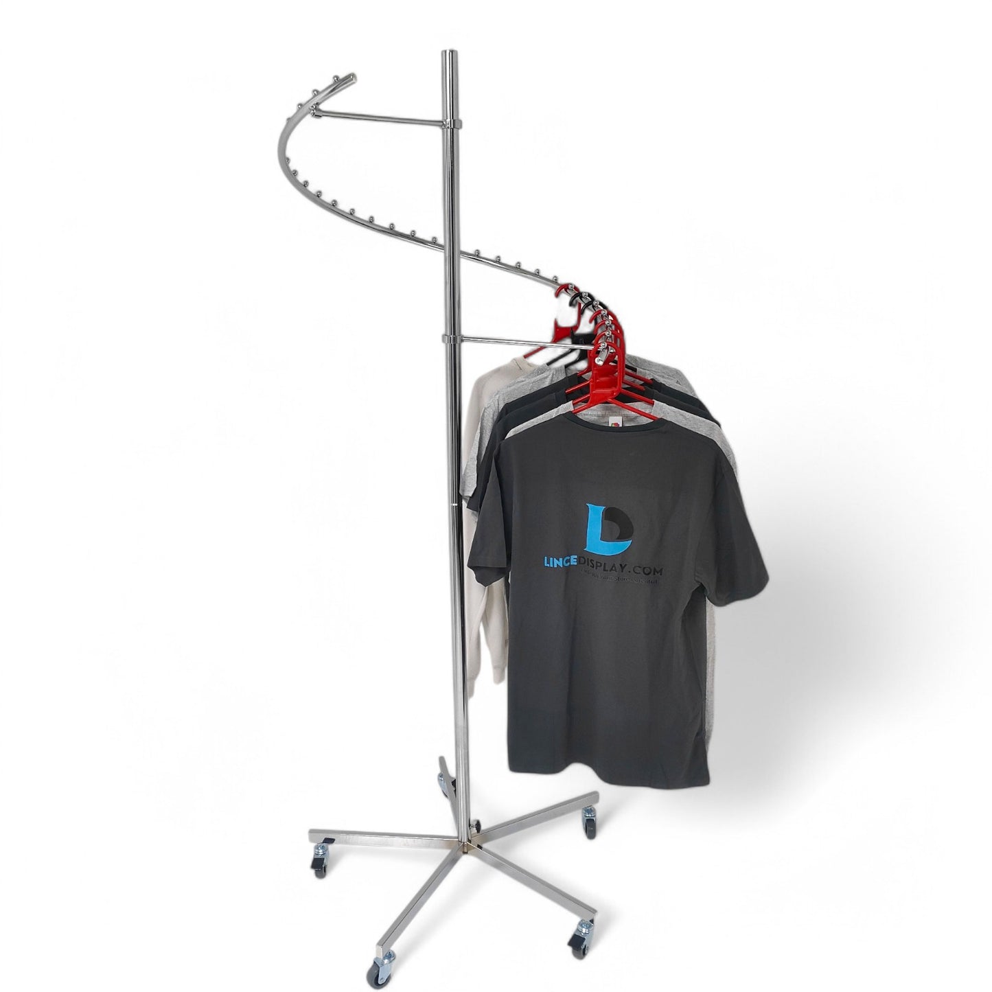 Chrome Spiral Clothes Rail Display Stand with Castors