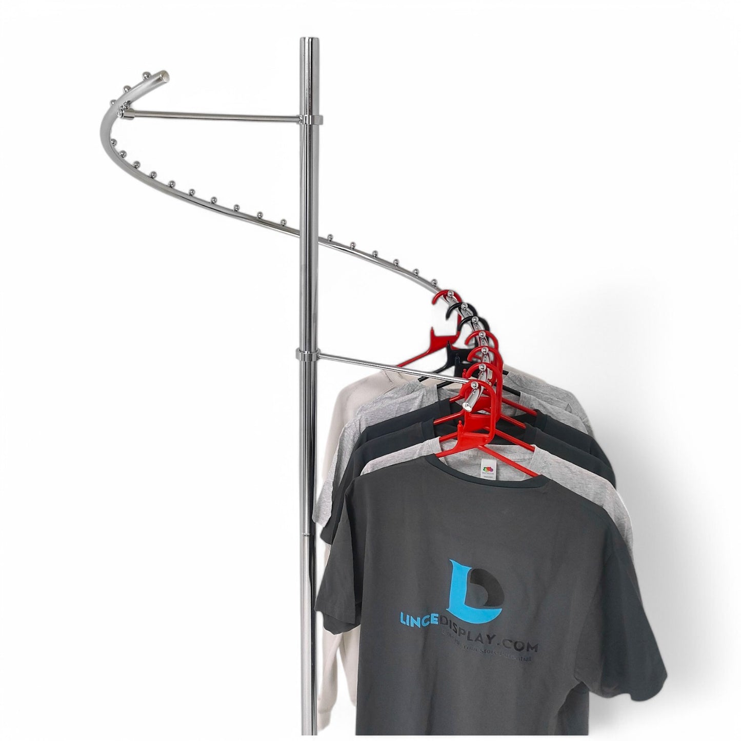 Chrome Spiral Clothes Rail Display Stand with Castors