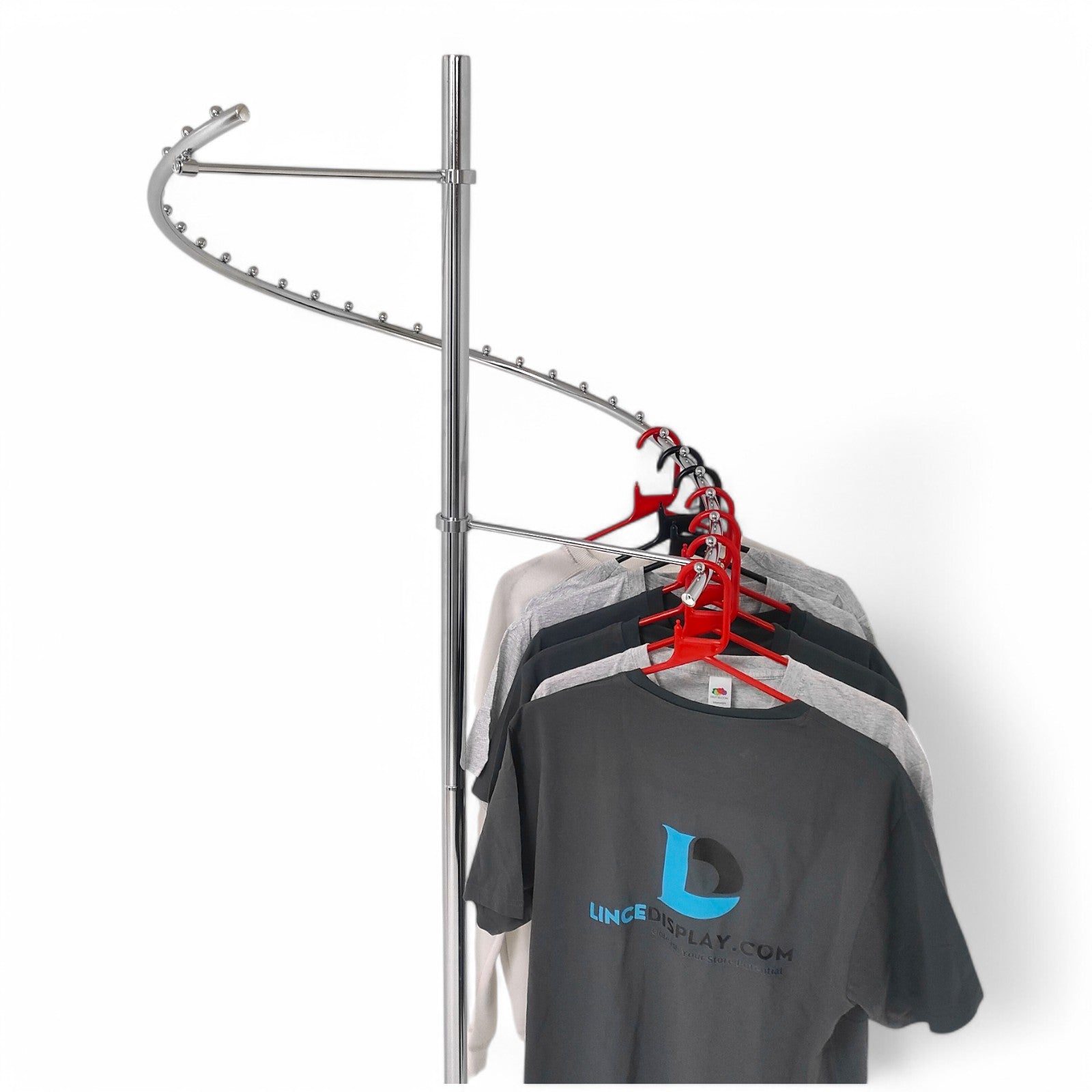 Chrome Spiral Clothes Rail Display Stand with Castors