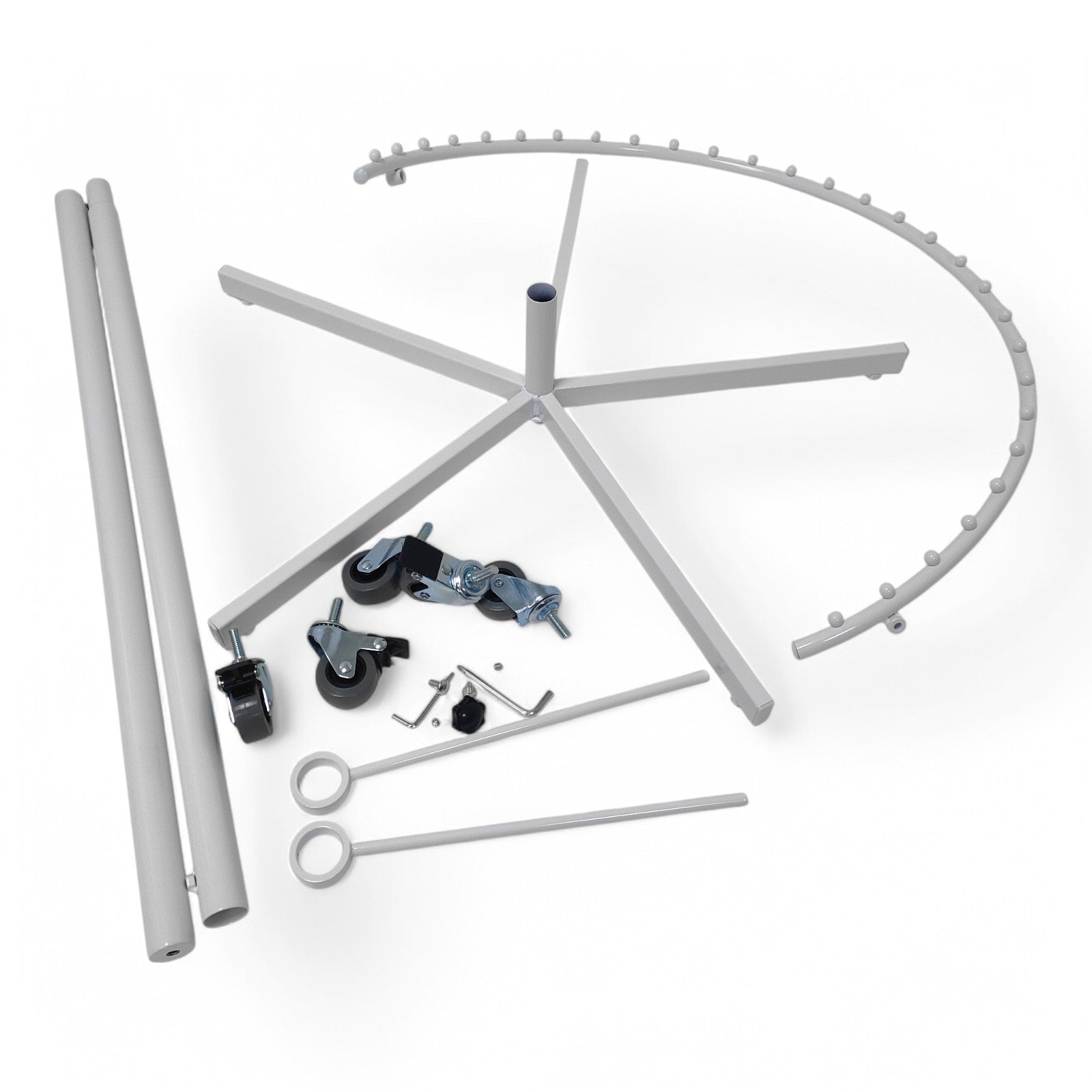 White Spiral Clothes Rail Display Stand with Castors