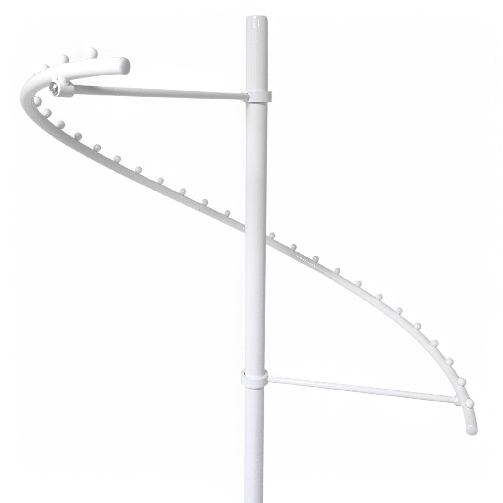 White Spiral Clothes Rail Display Stand with Castors
