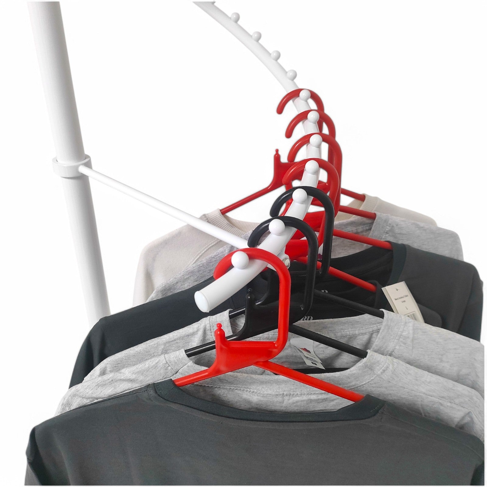 White Spiral Clothes Rail Display Stand with Castors