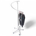 White Spiral Clothes Rail Display Stand with Castors