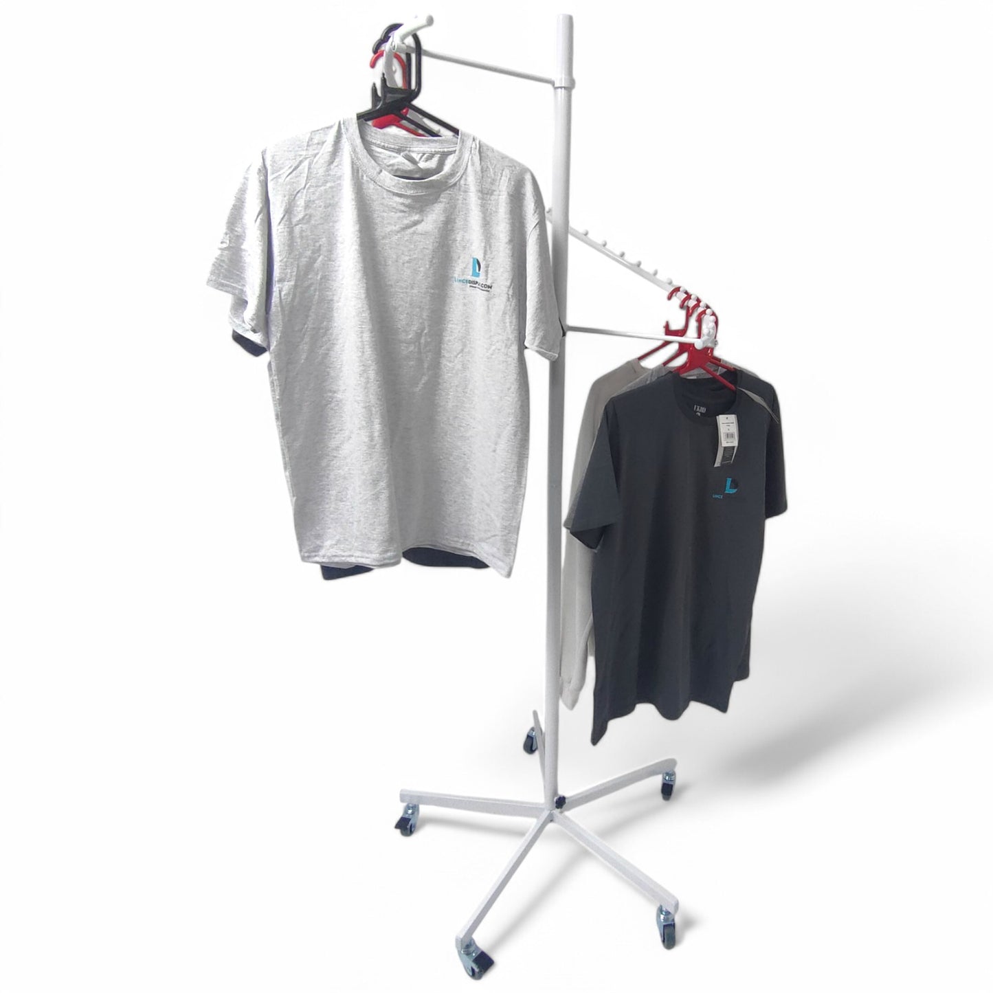 White Spiral Clothes Rail Display Stand with Castors