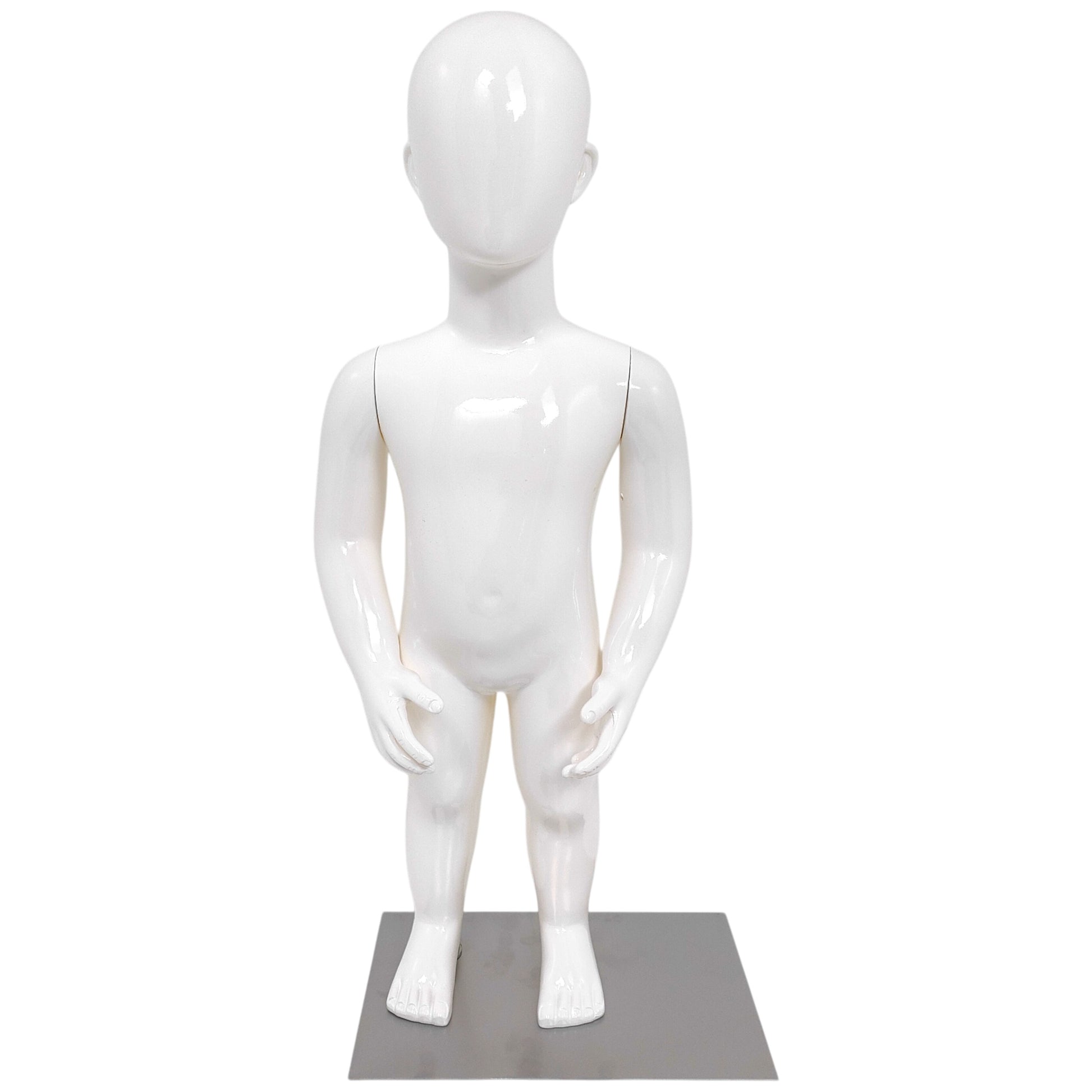 Child Plastic Egg Head Display Mannequin – Glossy White-70cm