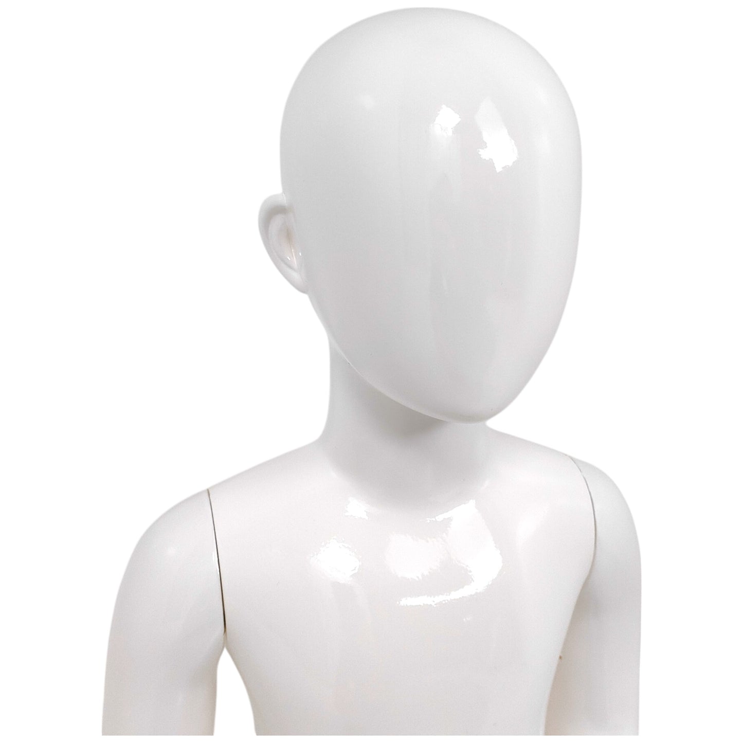 Child Plastic Egg Head Display Mannequin – Glossy White-70cm