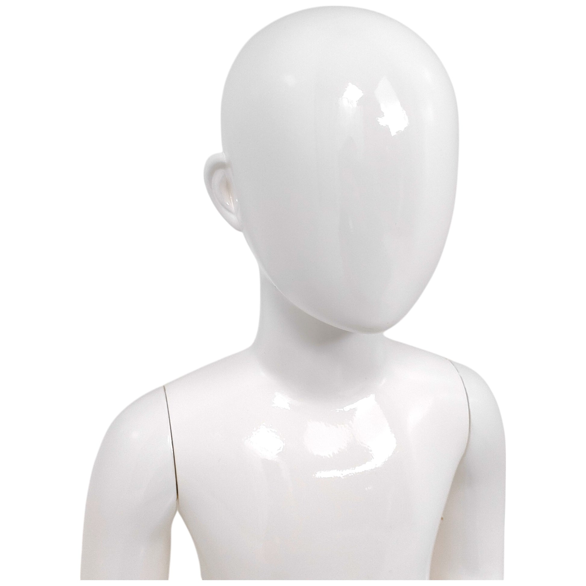 Child Plastic Egg Head Display Mannequin – Glossy White-70cm
