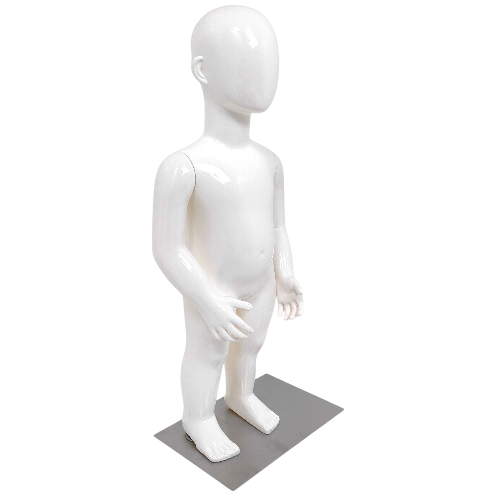 Child Plastic Egg Head Display Mannequin – Glossy White-70cm