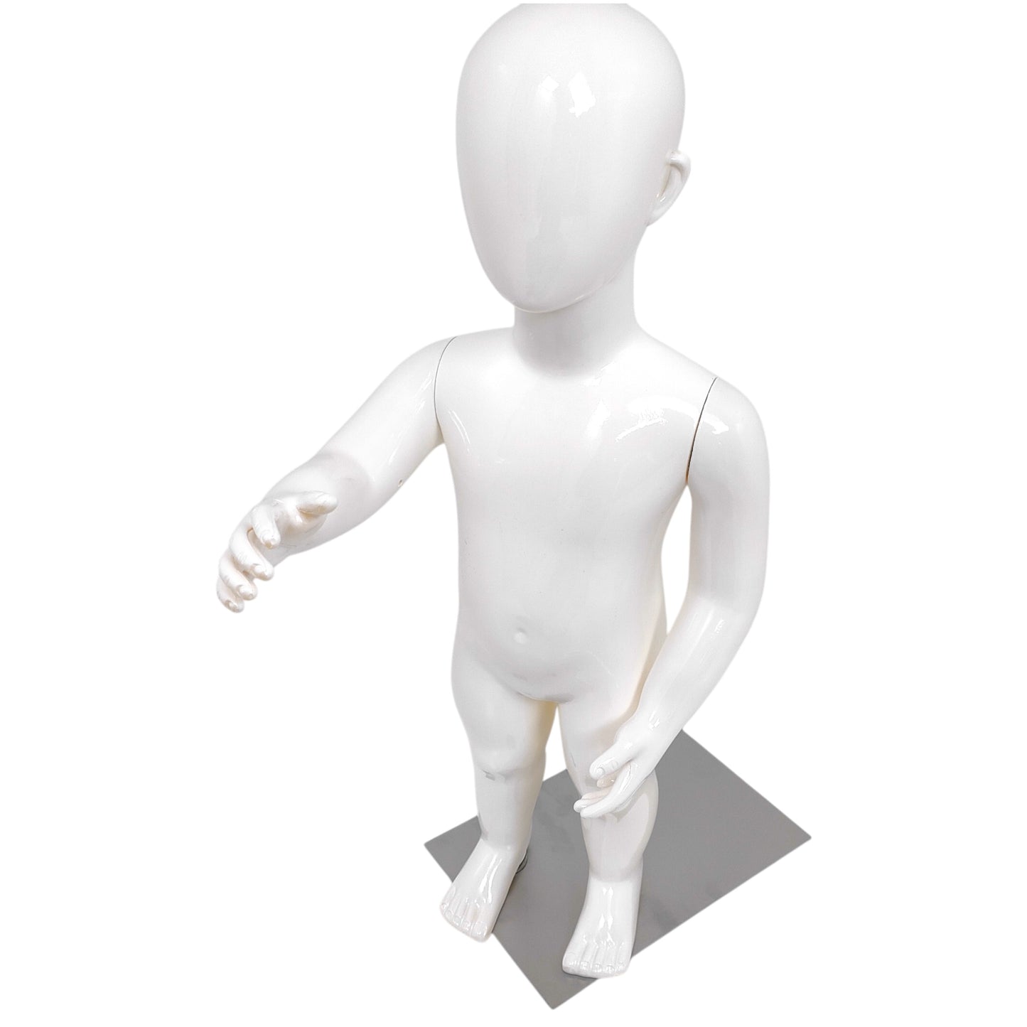 Child Plastic Egg Head Display Mannequin – Glossy White-70cm
