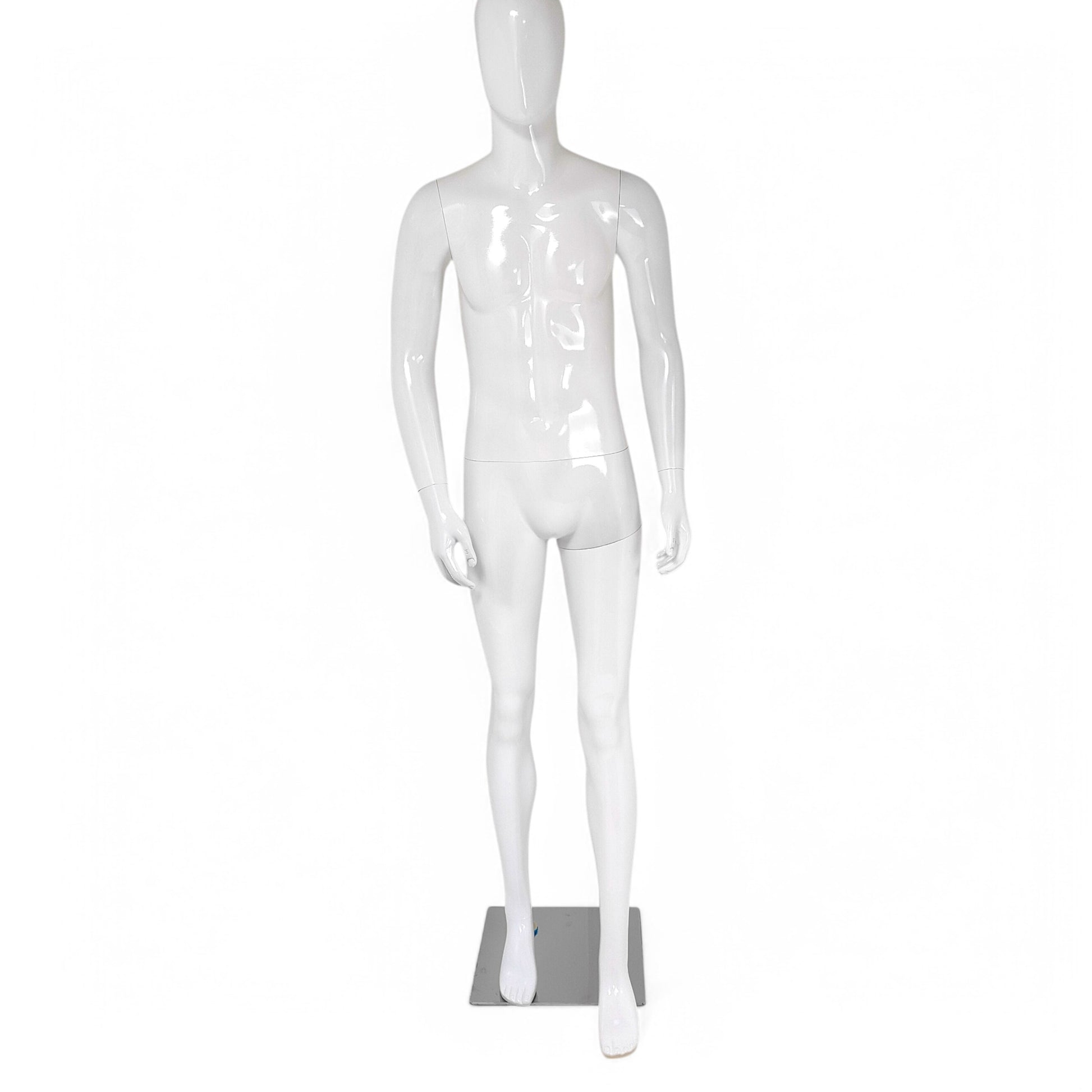 Male Plastic Display Egg Head Mannequin – White 190cm