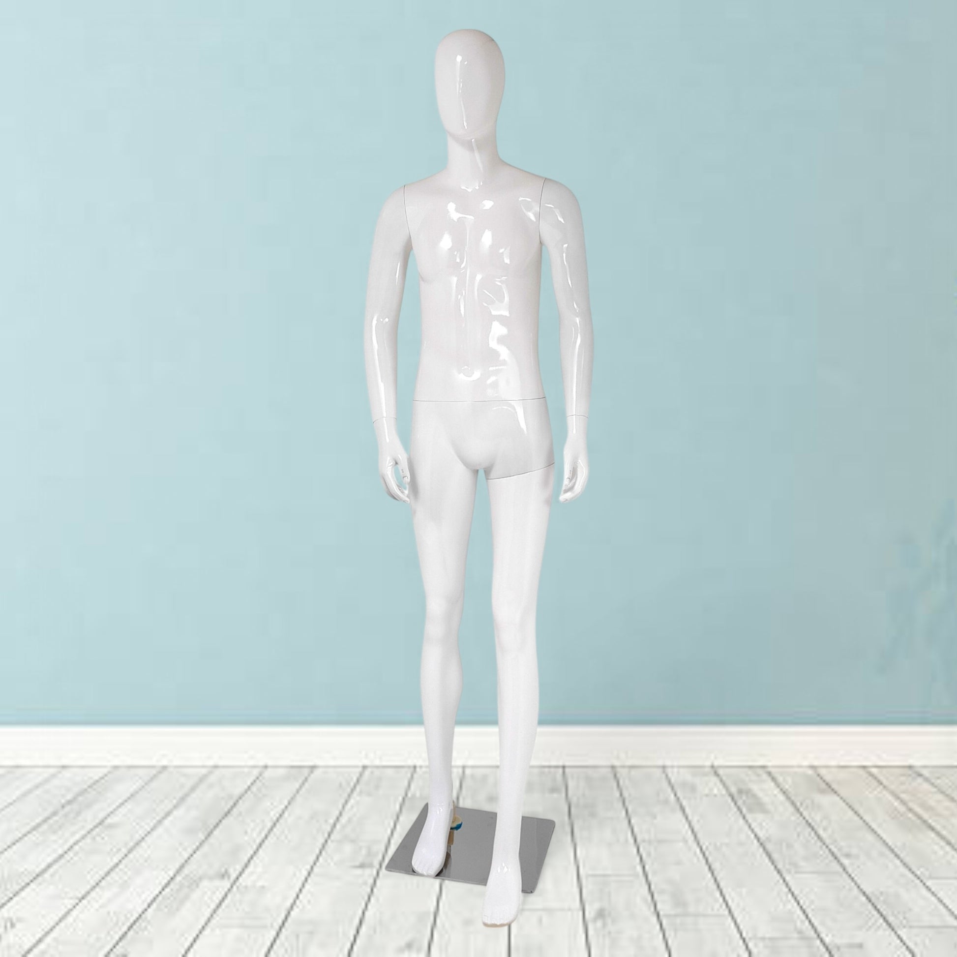 Male Plastic Display Egg Head Mannequin – White 190cm