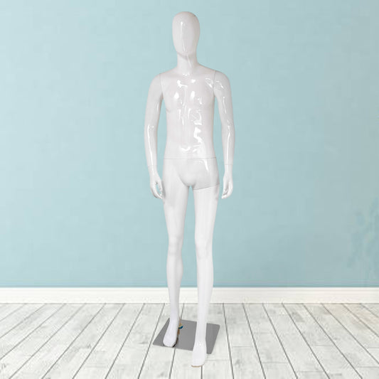 Male Plastic Display Egg Head Mannequin – White 190cm